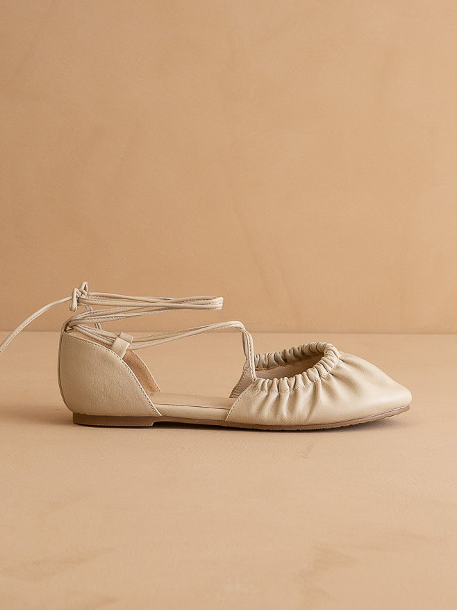 The Laney Beige Lace Up Ballet Flat – Oasis Society