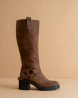The Leanne | Coffee Moto Knee High Boot