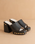 The Leona | Black Studded Platform Heel