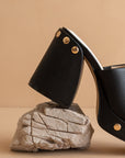 The Leona | Black Studded Platform Heel