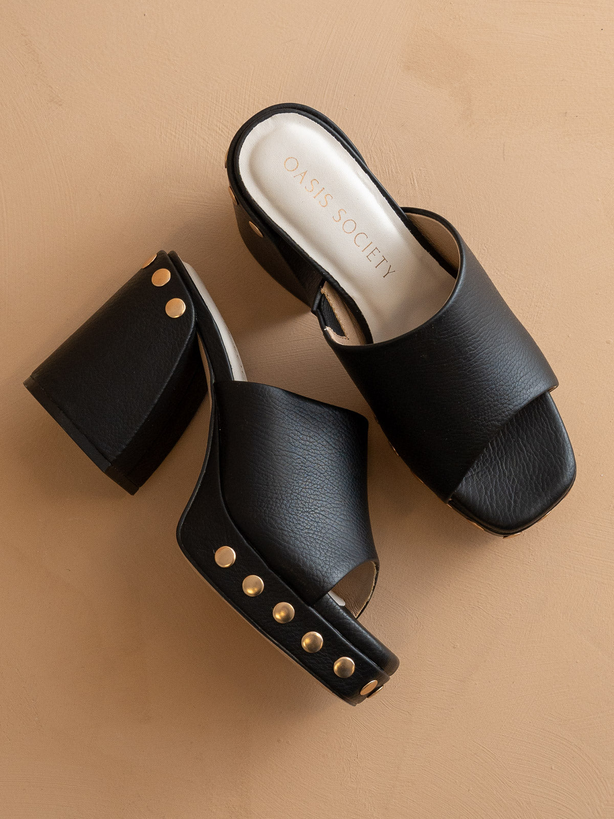 The Leona | Black Studded Platform Heel – Oasis Society