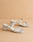 The Maci | Silver Strappy Heel with Bow Details