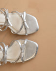 The Maci | Silver Strappy Heel with Bow Details