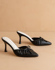 The Maven | Black Pointed Kitten Heel with Bow