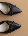 The Maven | Black Pointed Kitten Heel with Bow