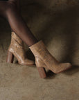 The Maxine | Snakeskin Suede Block Heel Bootie