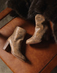 The Maxine | Snakeskin Suede Block Heel Bootie