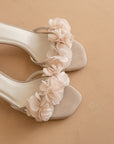 The Noor | Light Grey Romantic Petal Detail Heels *FINAL SALE*