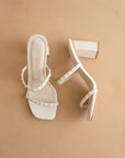 The Phoebe | White Floral Mini Pearl Strap Heel – Bridal & Occasion