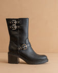 The Rider | Black Mid-Calf Moto Boot * FINAL SALE *