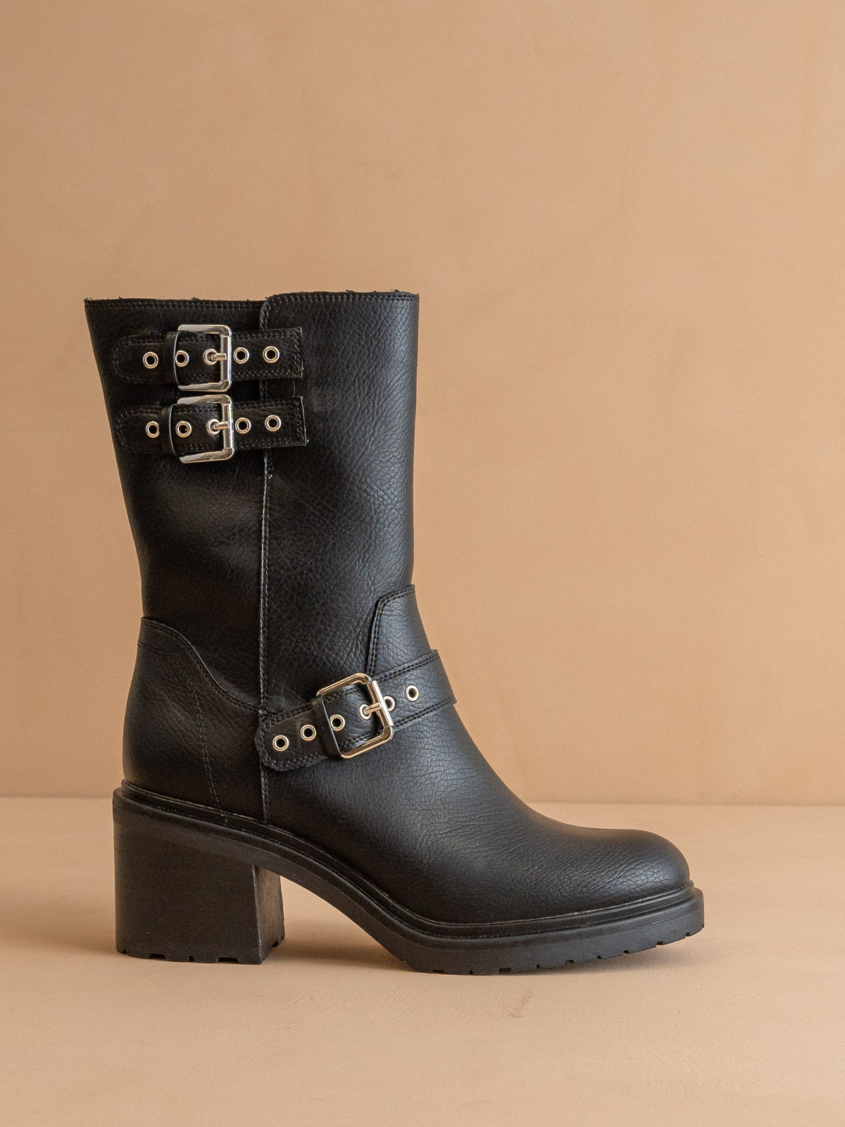The Rider Black Mid-Calf Moto Boot – Oasis Society