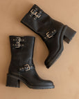 The Rider | Black Mid-Calf Moto Boot