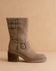 The Rider | Dark Taupe Mid-Calf Moto Boot