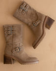 The Rider | Dark Taupe Mid-Calf Moto Boot