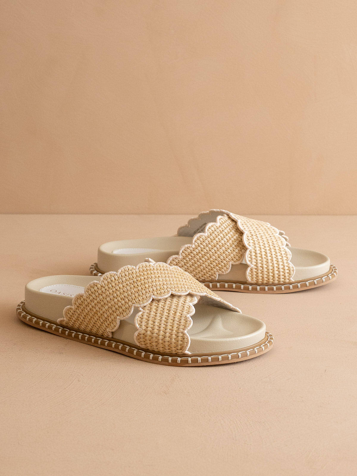 The Fabby | Beige Raffia Vacation Slide Sandal – Oasis Society
