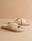 The Fabby | Beige Raffia Vacation Slide Sandal *FINAL SALE*