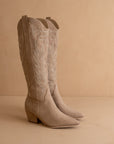 The Samara | Cedar Wood Tan Embroidered Tall Cowboy Boot
