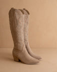 The Samara | Cedar Wood Tan Embroidered Tall Cowboy Boot