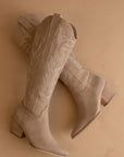 The Samara | Cedar Wood Tan Embroidered Tall Cowboy Boot
