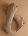 The Samara | Cedar Wood Tan Embroidered Tall Cowboy Boot