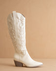 The Samara | White Knee High Cowgirl Boot