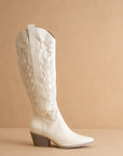 The Samara | White Cowgirl Embroidered Tall Boot