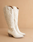 The Samara | White Cowgirl Embroidered Tall Boot