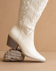 The Samara | White Cowgirl Embroidered Tall Boot