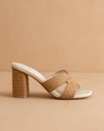 The Santiago | Toffee Raffia Block Heel