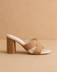 The Santiago | Toffee Raffia Block Heel