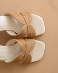 The Santiago | Toffee Raffia Block Heel