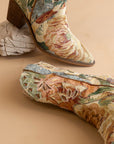 The Sorrel | Vintage Floral Tapestry Print Western Cowgirl Bootie