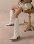The Samara | White Cowgirl Embroidered Tall Boot