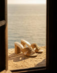 The Santiago | Toffee Raffia Block Heel