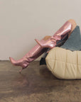 The Vanessa | Metallic Pink Alligator Print Knee High Boot *final sale*