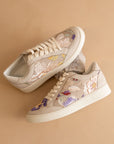 The Tammi | Light Grey Floral Applique Sneaker