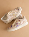 The Tammi | Light Grey Floral Applique Sneaker