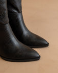 The Vanessa | Black Reptile Print Knee High Boot
