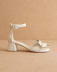 The Vigo | White Low Block Heel With A Sweet Bow *final sale*
