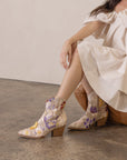 The Wanda | Taupe Floral Appliqué Western Boot