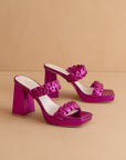 The Zenda | Metallic Pink Braided chunky platform party heel *FINAL SALE*