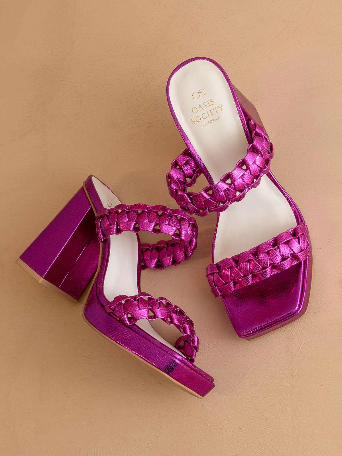 The Zenda | Metallic Pink Braided chunky platform party heel
