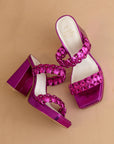 The Zenda | Metallic Pink Braided chunky platform party heel *FINAL SALE*