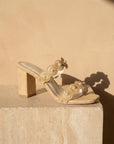 The Helena | Natural Raffia Resort Block Heel Sandal with Pearl Details