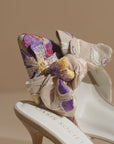 The Jane | Floral Pointed Toe Bow Accent Kitten Heel