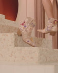 The Wanda | Taupe Floral Appliqué Western Boot