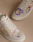 The Tammi | Light Grey Floral Applique Sneaker