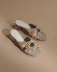 The Emerald | Floral Double Bow Peep Hole Sandal