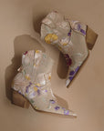 The Wanda | Taupe Floral Appliqué Western Boot