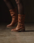 The Kristen | Brown Moto Buckle Boot
